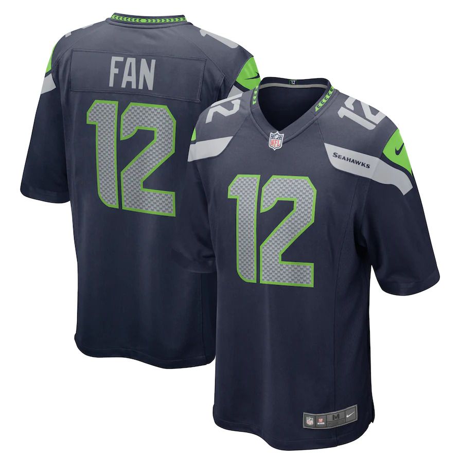 Men Seattle Seahawks #12 Fan Nike College Navy Game Team NFL Jersey